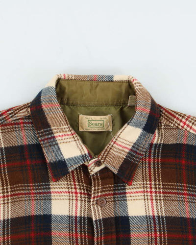 Vintage 1980s Sears Plaid Long Sleeve Flannel Shirt - L