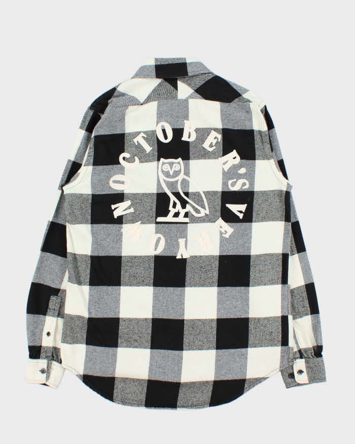 October's Very Own OVO Buffalo Plaid Oversized Long Sleeve Flannel Shirt - S