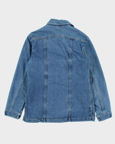 Vintage 1970s Wrangler Dog Tooth Collar Snap Button Denim Over Shirt - S