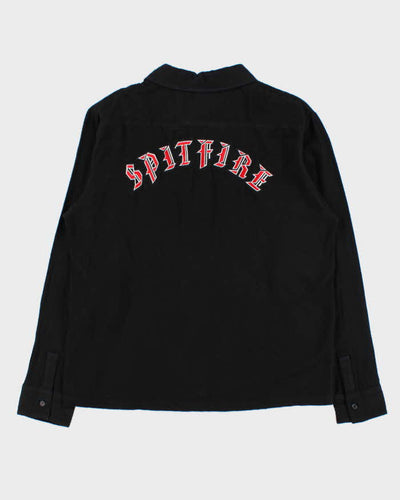 Vintage 00s Spitfire Wheels Old E Embroidered Flannel Long Sleeve Shirt - L
