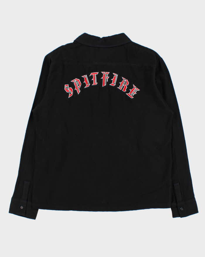 Vintage 00s Spitfire Wheels Old E Embroidered Flannel Long Sleeve Shirt - L