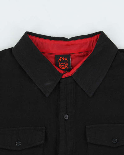 Vintage 00s Spitfire Wheels Old E Embroidered Flannel Long Sleeve Shirt - L