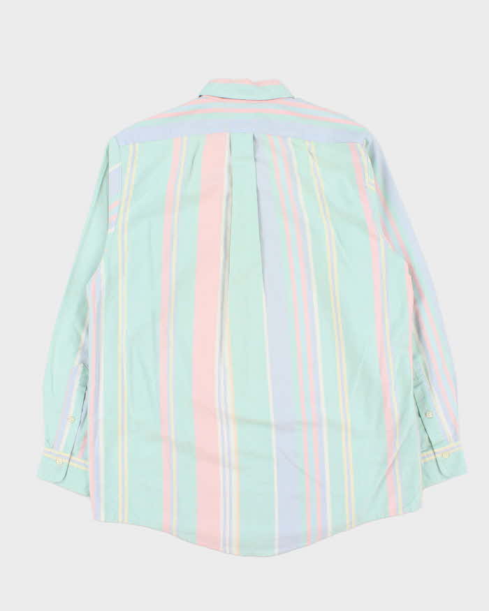 Vintage 1990s Polo Ralph Lauren Multicoloured Pastel Striped Long Sleeve Shirt - M