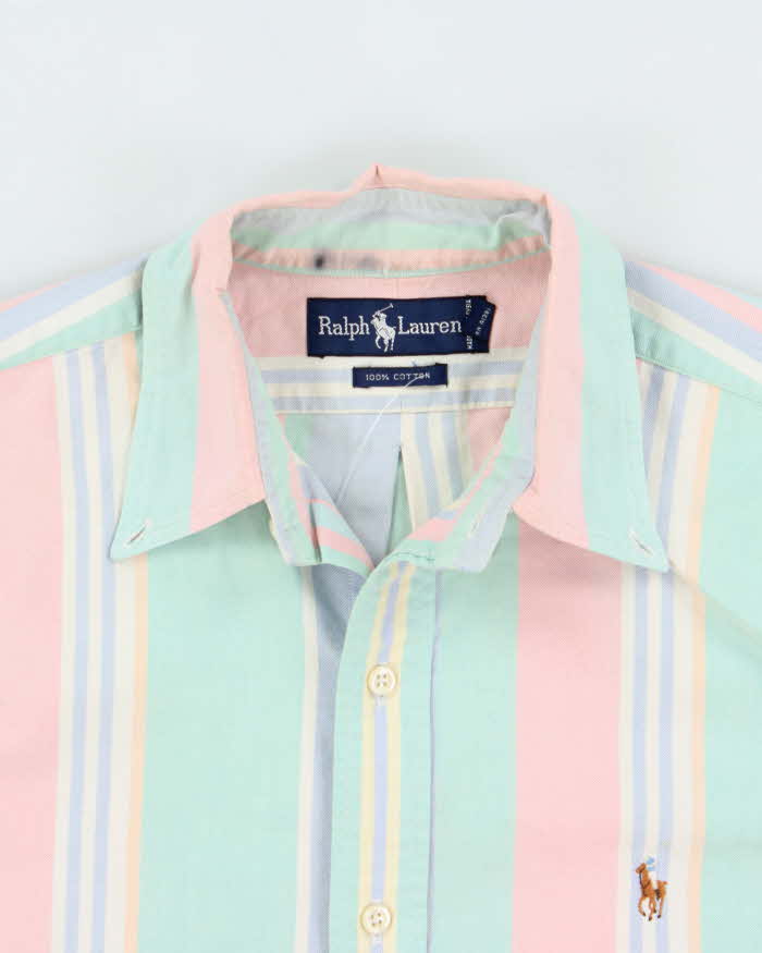 Vintage 1990s Polo Ralph Lauren Multicoloured Pastel Striped Long Sleeve Shirt - M