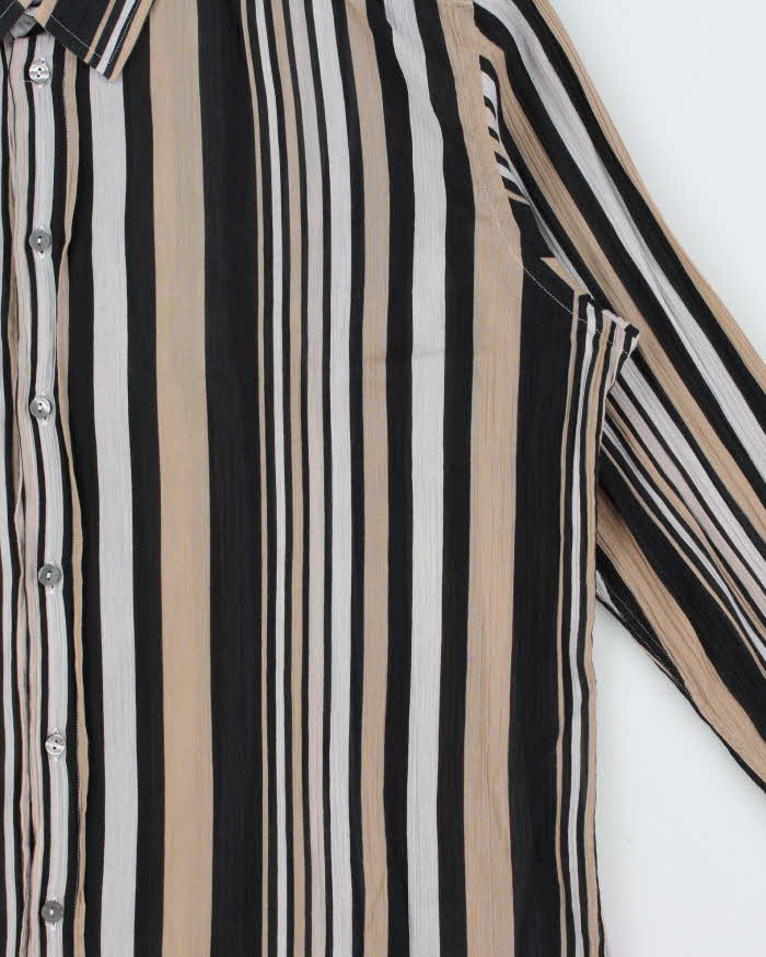 Vintage Y2K 00s Dolce &amp; Gabbana Striped Sheer Cotton Long Sleeve Shirt - L