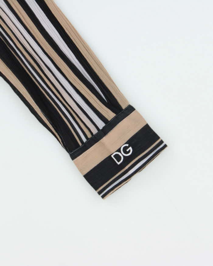 Vintage Y2K 00s Dolce &amp; Gabbana Striped Sheer Cotton Long Sleeve Shirt - L