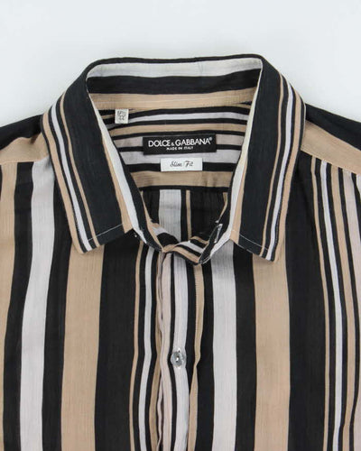Vintage Y2K 00s Dolce & Gabbana Striped Sheer Cotton Long Sleeve Shirt - L