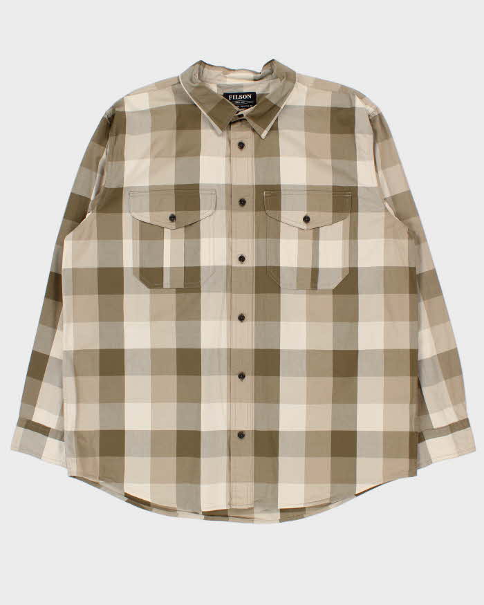 Vintage Filson Feather Cloth Khaki Olive Long Sleeve Flannel Shirt - XL