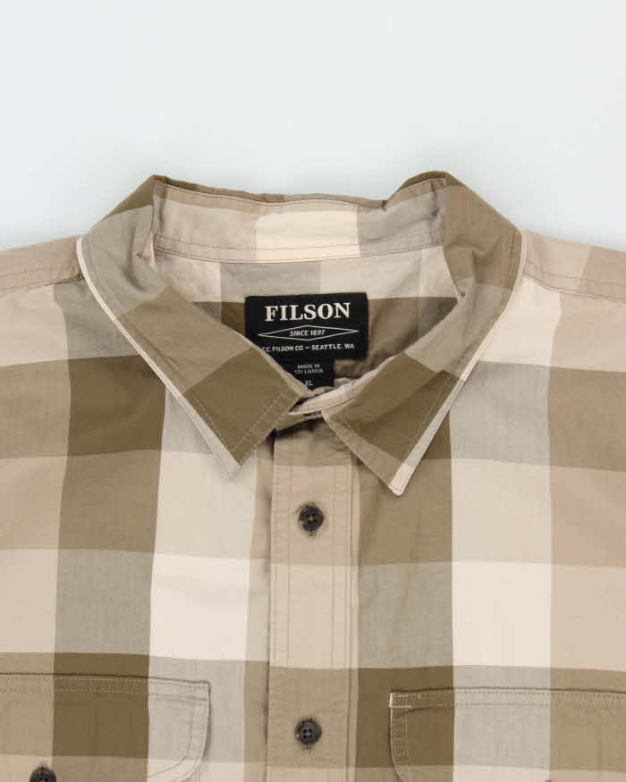 Vintage Filson Feather Cloth Khaki Olive Long Sleeve Flannel Shirt - XL