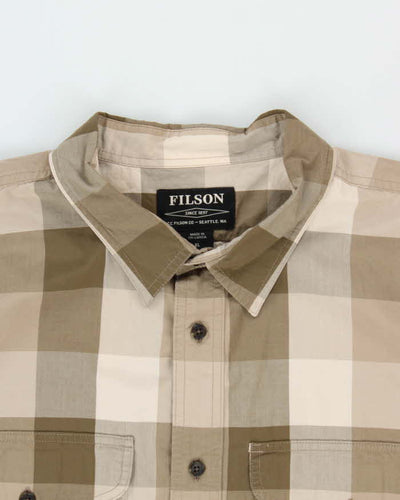 Vintage Filson Feather Cloth Khaki Olive Long Sleeve Flannel Shirt - XL