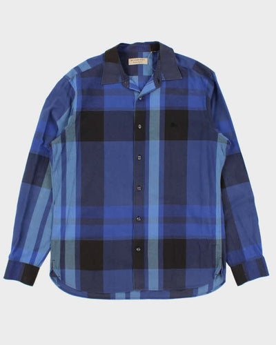 Vintage Burberry Nova Check Cotton Linen Blend Long Sleeve Shirt - L