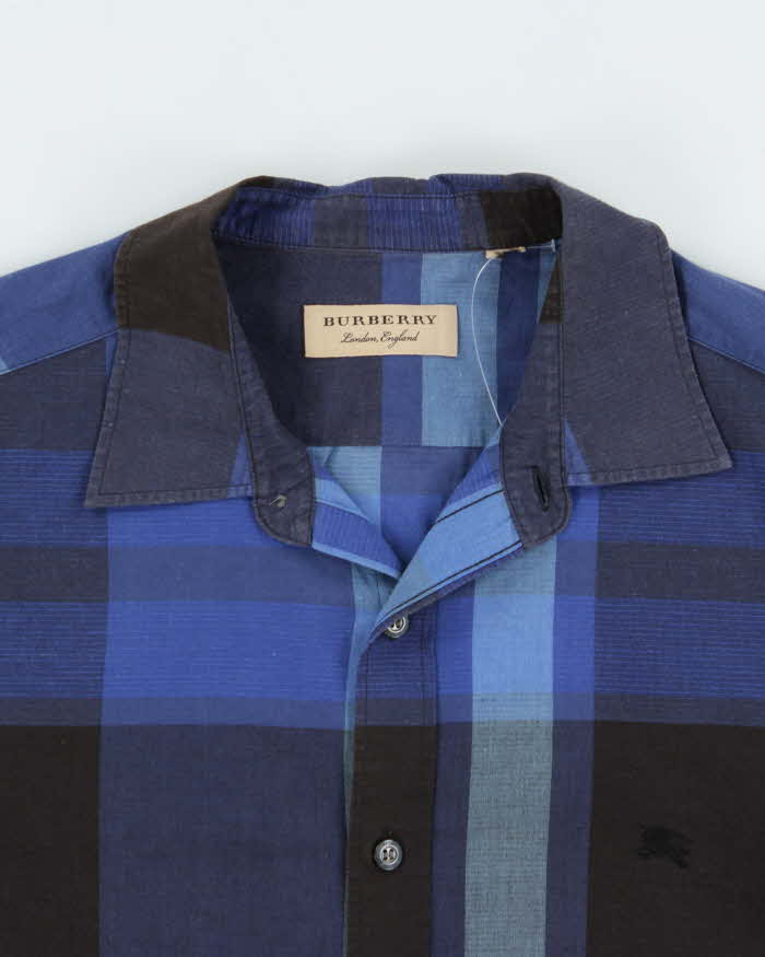 Vintage Burberry Nova Check Cotton Linen Blend Long Sleeve Shirt - L