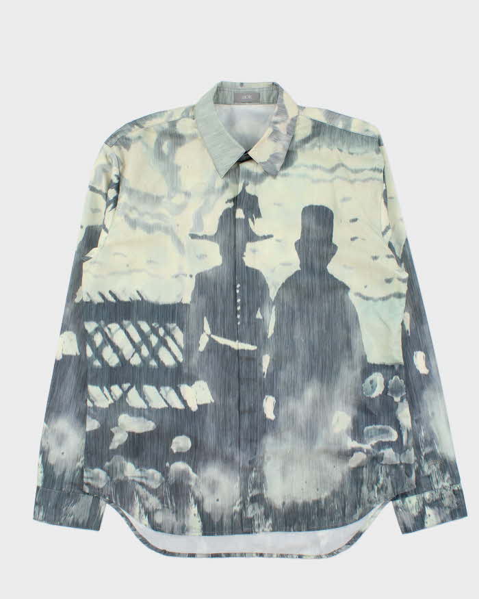 AW2021 Dior x Peter Doig Silk Blend Graphic Long Sleeve Button Down Shirt - L