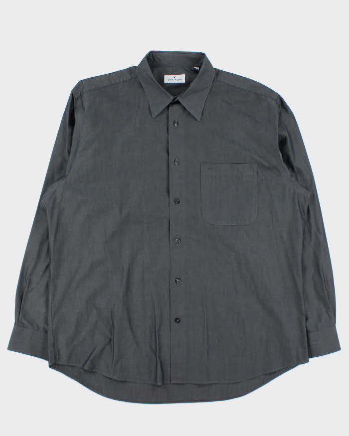 Vintage 1990s Courreges Grey Shimmer Long Sleeve Shirt - XL