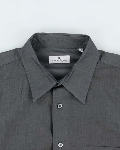 Vintage 1990s Courreges Grey Shimmer Long Sleeve Shirt - XL