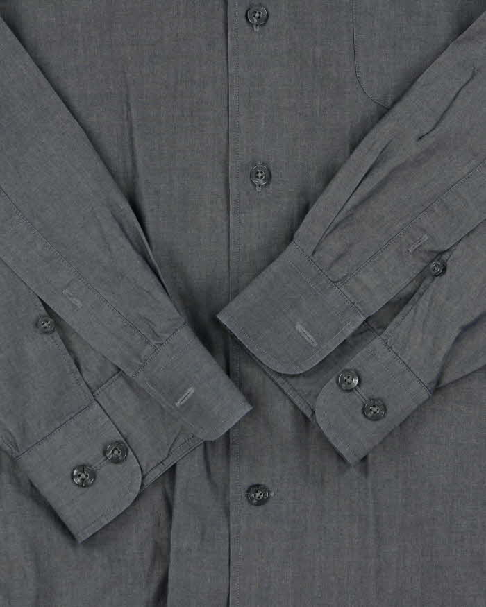 Vintage 1990s Courreges Grey Shimmer Long Sleeve Shirt - XL