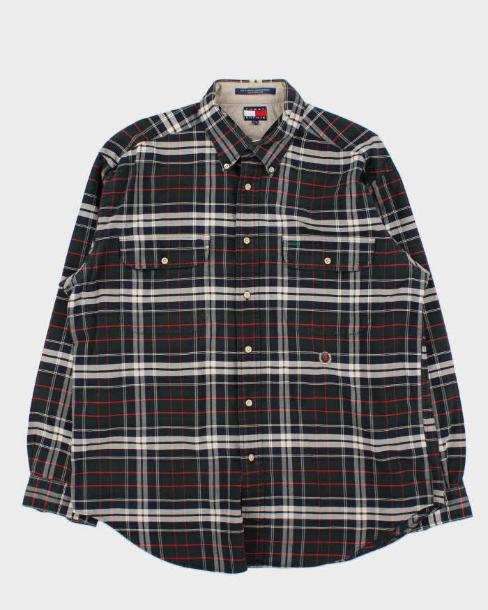 Vintage 1990s Tommy Hilfiger Tartan Oversized Long Sleeve Shirt - L