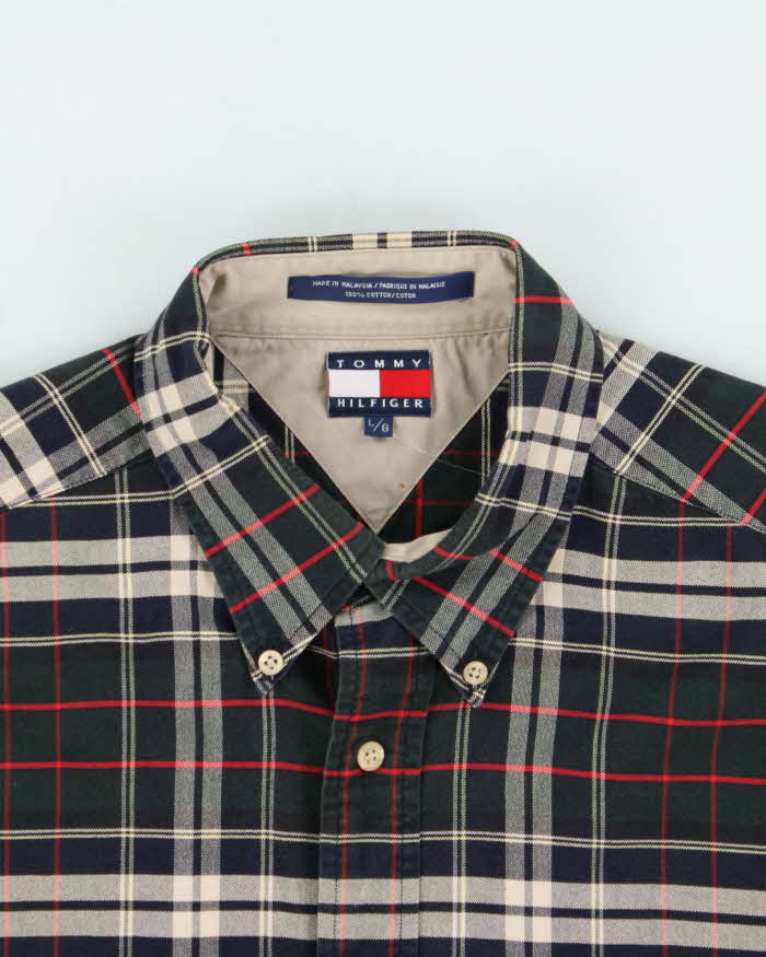 Vintage 1990s Tommy Hilfiger Tartan Oversized Long Sleeve Shirt - L