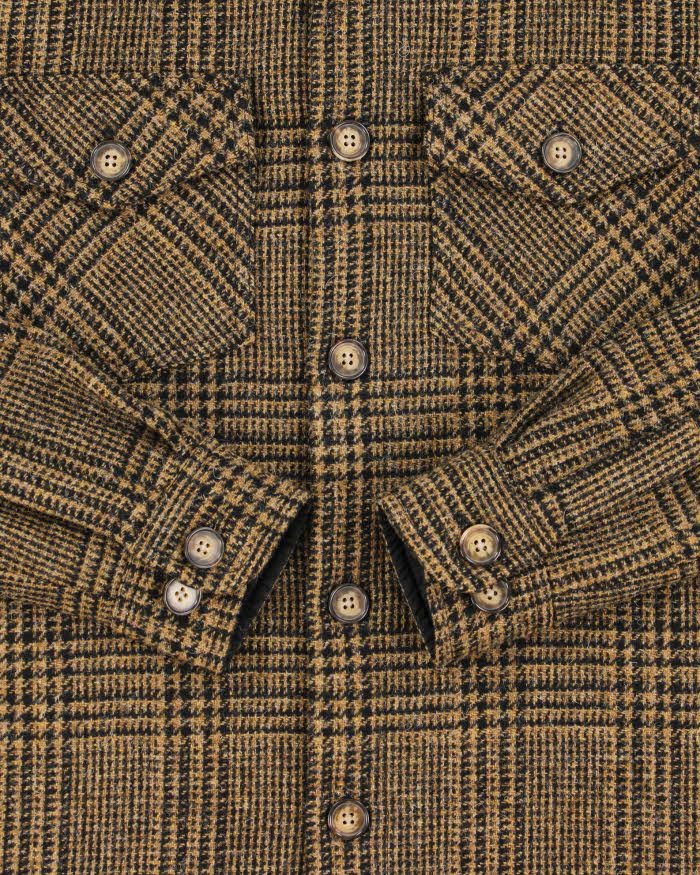Portuguese Flannel Fully Lined Tweed Wool Flannel Over Shirt - S