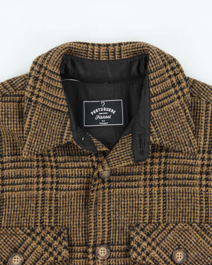 Portuguese Flannel Fully Lined Tweed Wool Flannel Over Shirt - S
