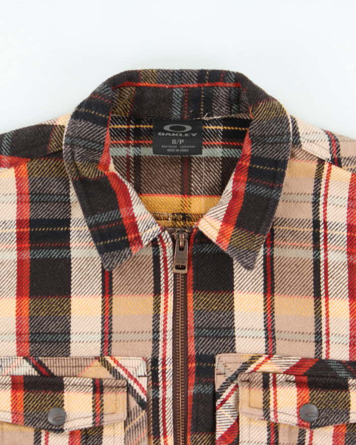 Vintage Oakley Heavyweight Plaid Long Sleeve Flannel Zip-Up Over Shirt - S
