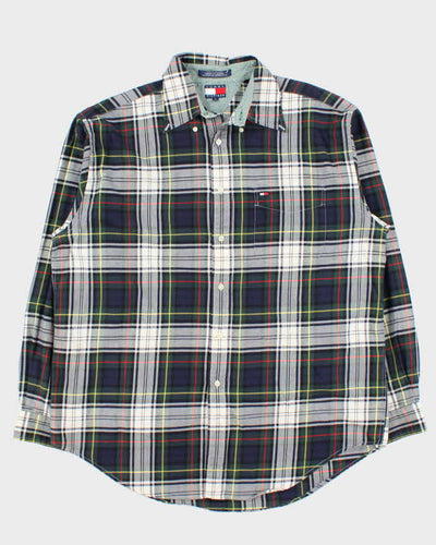 Vintage 1990s Tommy Hilfiger Tartan Long Sleeve Oversized Flannel Shirt - L