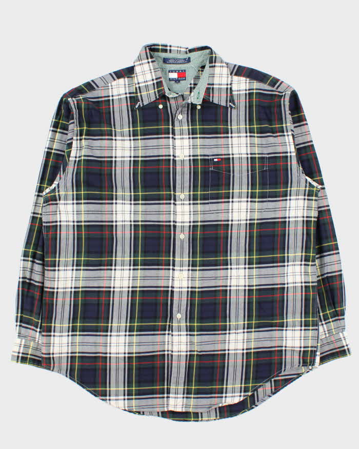 Vintage 1990s Tommy Hilfiger Tartan Long Sleeve Oversized Flannel Shirt - L