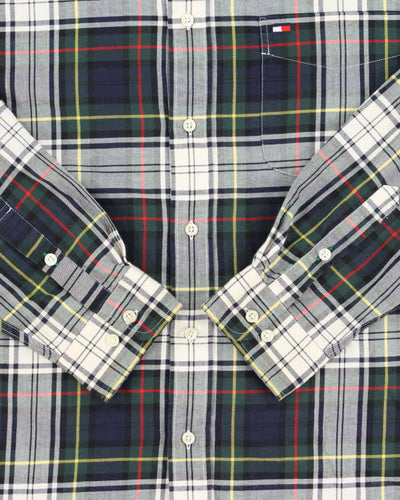Vintage 1990s Tommy Hilfiger Tartan Long Sleeve Oversized Flannel Shirt - L