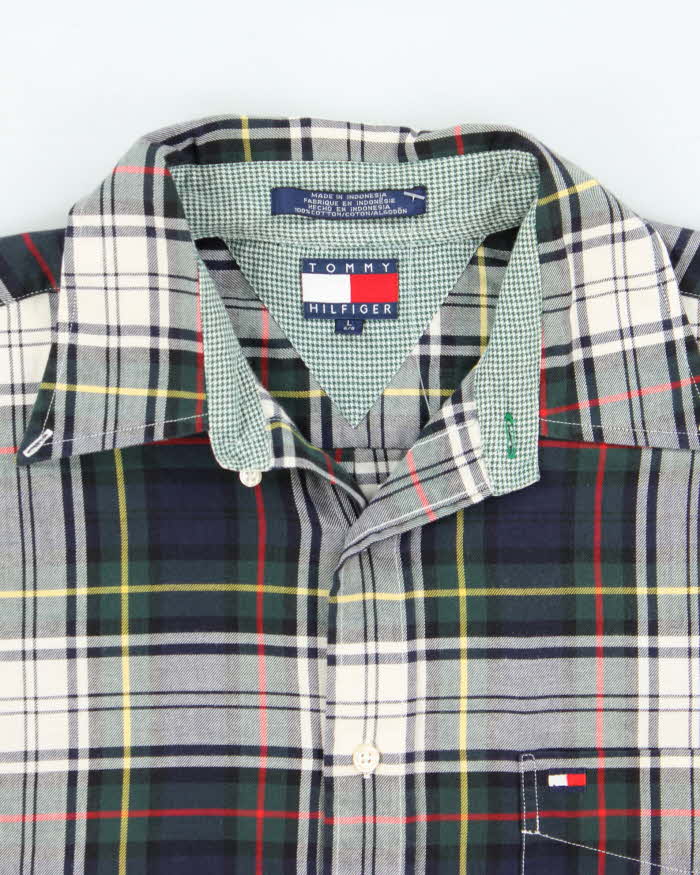Vintage 1990s Tommy Hilfiger Tartan Long Sleeve Oversized Flannel Shirt - L
