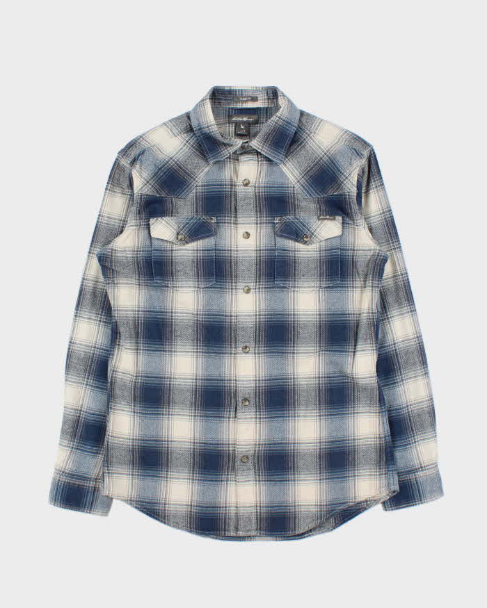 Vintage Eddie Bauer Plaid Snap Button Western Oversized Long Sleeve Flannel Shirt - S