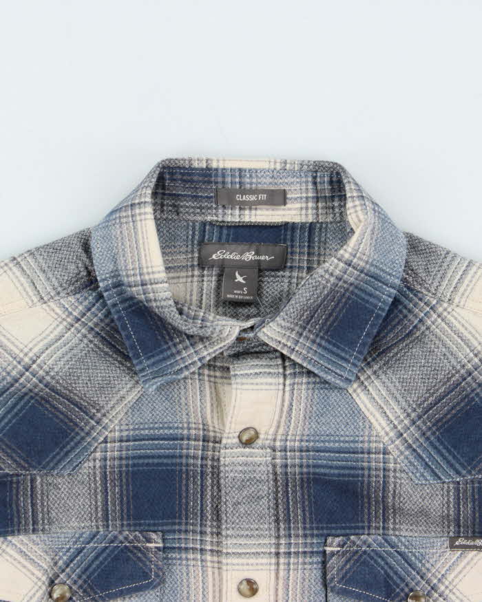 Vintage Eddie Bauer Plaid Snap Button Western Oversized Long Sleeve Flannel Shirt - S