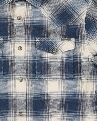 Vintage Eddie Bauer Plaid Snap Button Western Oversized Long Sleeve Flannel Shirt - S
