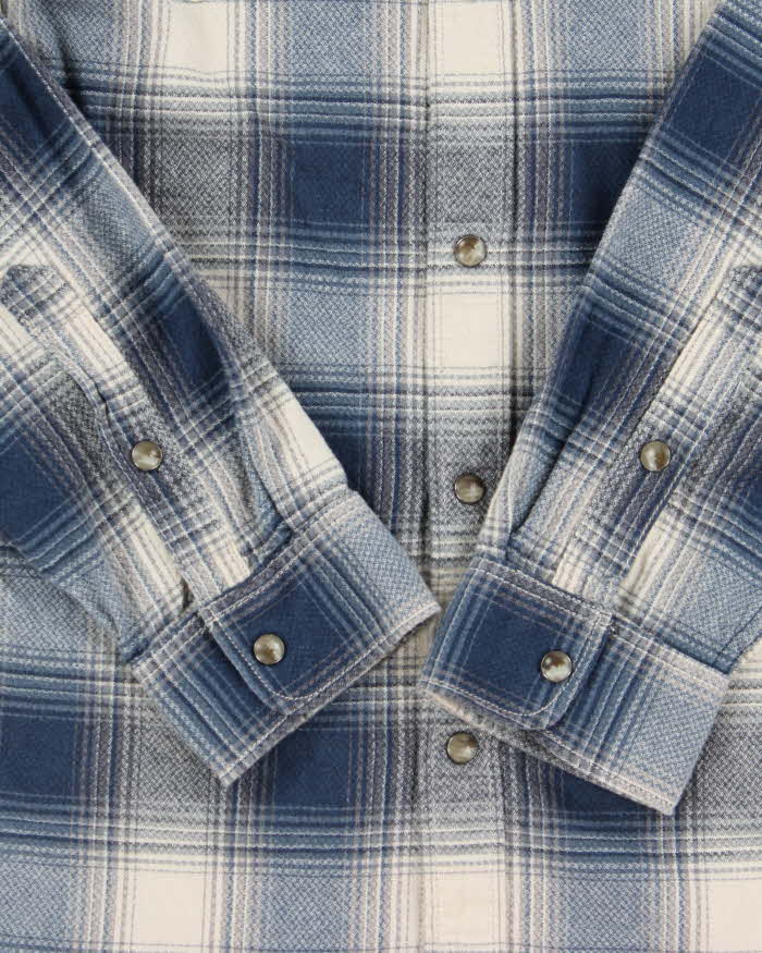 Vintage Eddie Bauer Plaid Snap Button Western Oversized Long Sleeve Flannel Shirt - S