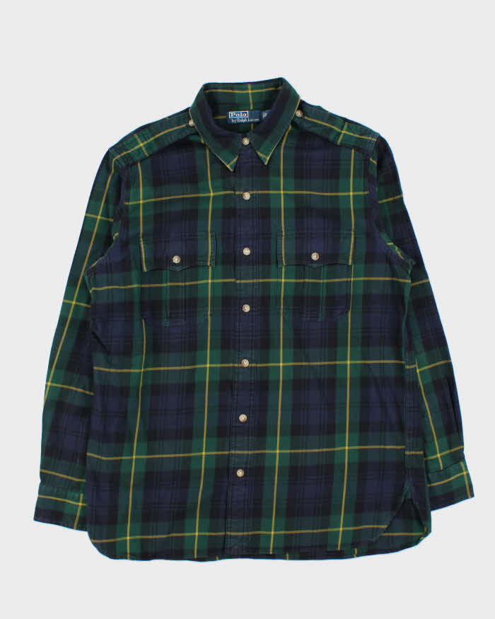 Vintage 00s Polo Ralph Lauren Tartan Long Sleeve Epaulette Flannel Shirt - L