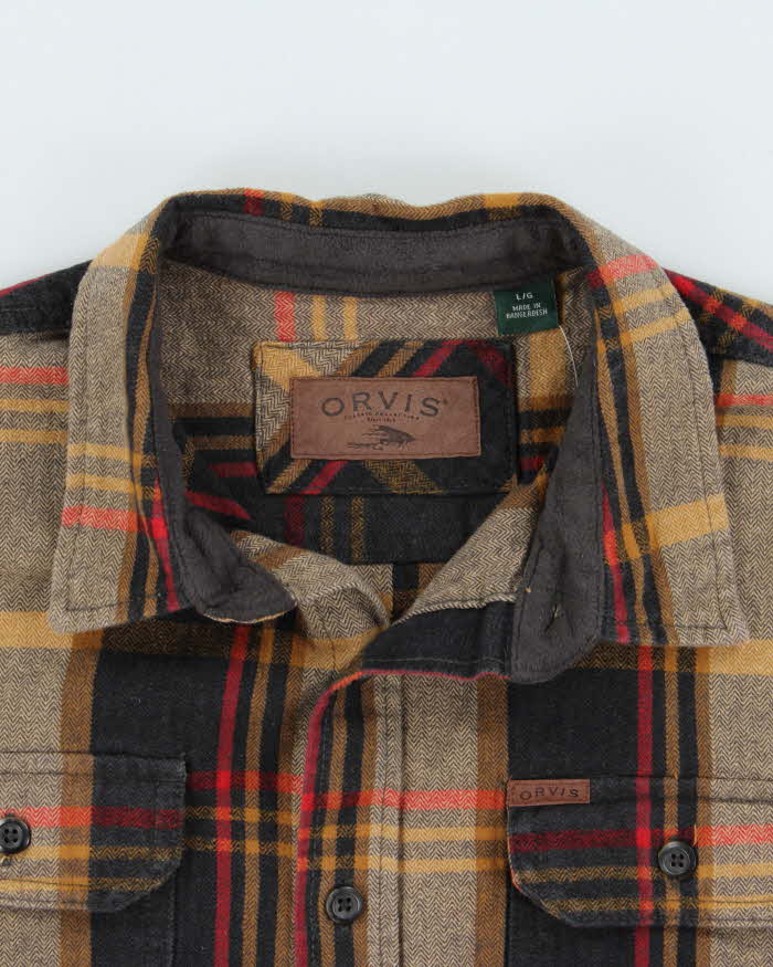 Vintage Orvis Heavyweight Plaid Long Sleeve Flannel Over Shirt - L