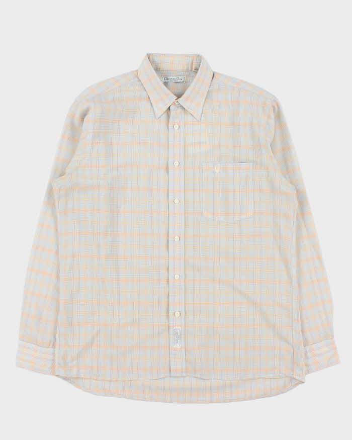 Vintage 1980s Christian Dior Multicoloured Check Long Sleeve Shirt - L