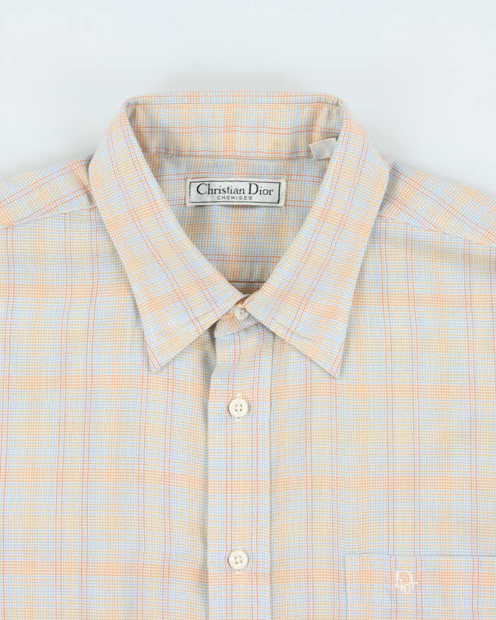 Vintage 1980s Christian Dior Multicoloured Check Long Sleeve Shirt - L