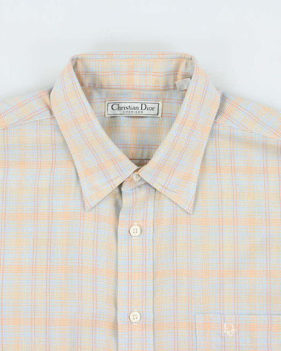 Vintage 1980s Christian Dior Multicoloured Check Long Sleeve Shirt - L