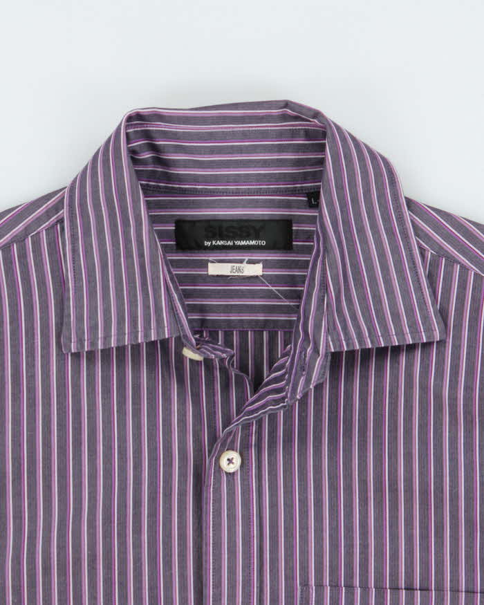 Vintage Y2K 00s Sissy Kansai Yamamoto Jeans Striped Long Sleeve Shirt - L