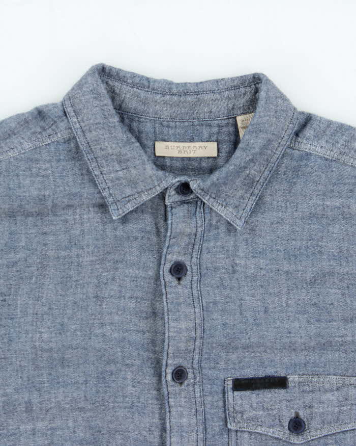 Vintage 00s Burberry Brit Soft Denim Long Sleeve Shirt - L