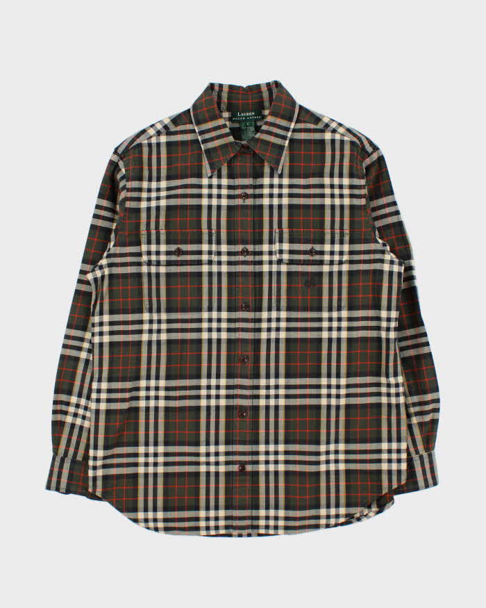 Vintage 1990s Lauren Ralph Lauren Brushed Cotton Plaid Long Sleeve Flannel Shirt - L