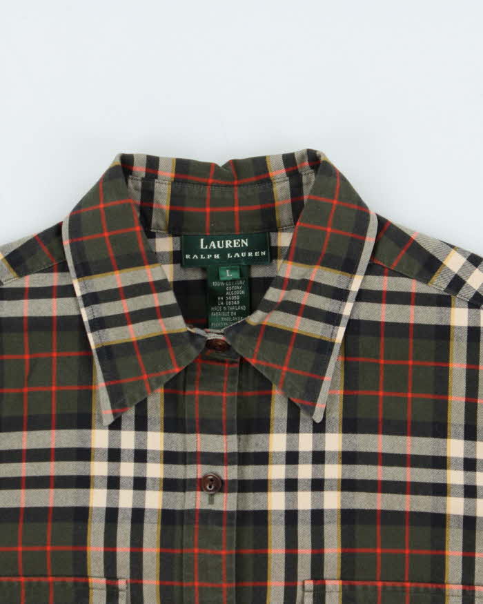 Vintage 1990s Lauren Ralph Lauren Brushed Cotton Plaid Long Sleeve Flannel Shirt - L