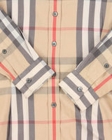 Vintage Y2K 00s Burberry Tan Nova-Check Fitted Long Sleeve Shirt - M