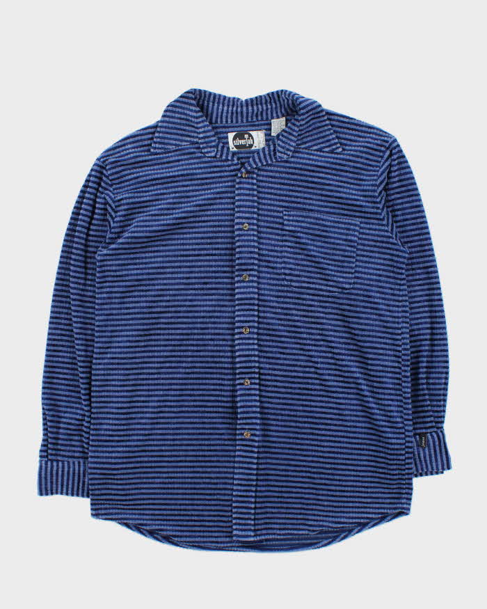 Vintage 1990s Levi's SilverTab Velour Striped Long Sleeve Shirt - M
