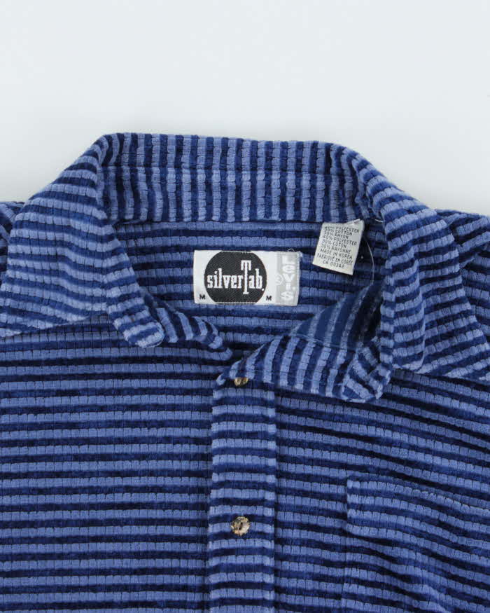 Vintage 1990s Levi's SilverTab Velour Striped Long Sleeve Shirt - M