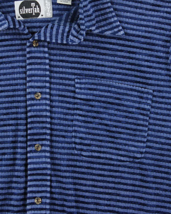 Vintage 1990s Levi's SilverTab Velour Striped Long Sleeve Shirt - M