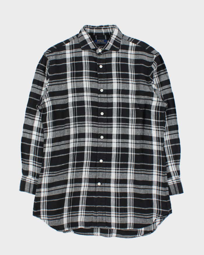 Vintage Polo Ralph Lauren Plaid Linen Long Sleeve Shirt - M