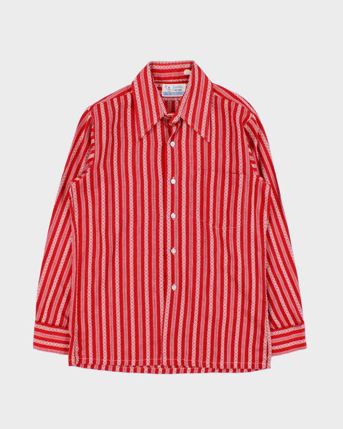 Vintage 1970's Javelin Striped Patterned Long Sleeve Western Shirt - M