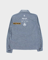 Vintage SS2011 A Bathing Ape Busy Opertr Chambray Long Sleeve Tactical Shirt - M