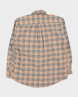 Vintage Y2K 00s Burberry Tan Nova Check Oversized Long Sleeve Shirt - M